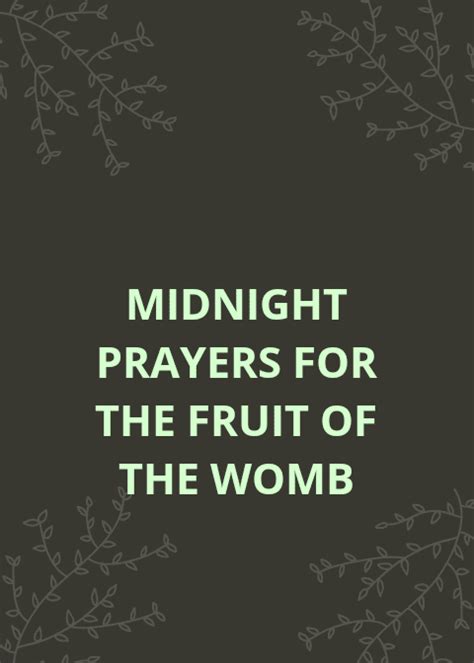 Midnight Prayers For Fruit Of The Womb Prayer Points
