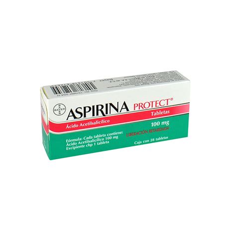 ¡para seguir tu tratamiento médico encuentra en nuestro catálogo la variedad de productos de. Aspirina Protect 100 Mg Caja 28 Tabletas - Farmacia Prixz