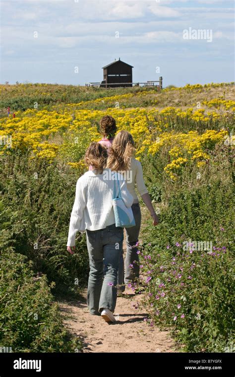 Bird Watching Walk On Walney Island Stock Photo Alamy