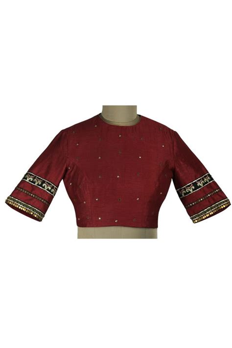 Buy Embroidered Maroon Blouse Designer Wear Thehlabel