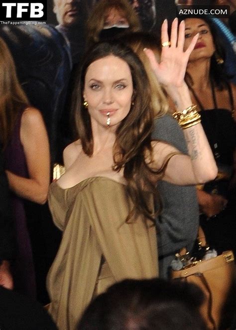 angelina jolie sexy seen flaunting her hot cleavage at the eternals premiere in la aznude