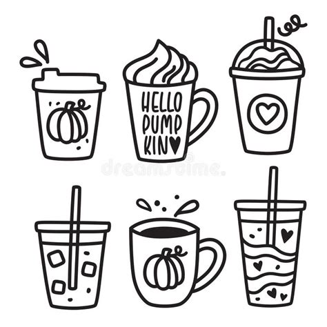 Fall Pumpkin Spice Latte Coffee Drink Vector Illustration Stock Vector