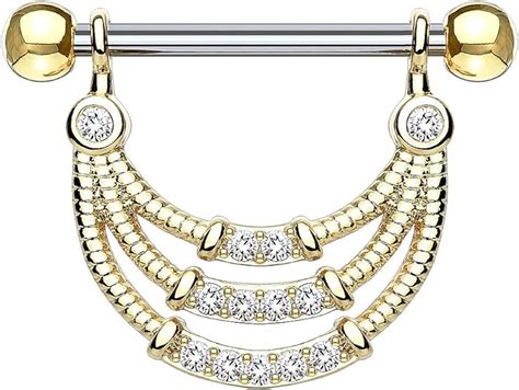 piercingfaktor piercing nipple piercing genital piercing with crystal pendant gold