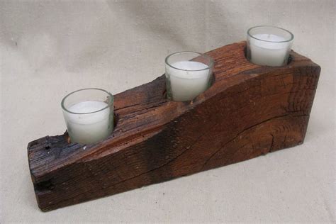 Rustic Barn Wood Candle Holder By Leegrover On Etsy