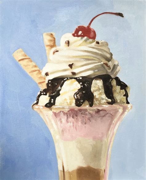 Ice Cream Sundae Art Print X Inches From Original Painting By J Coates By