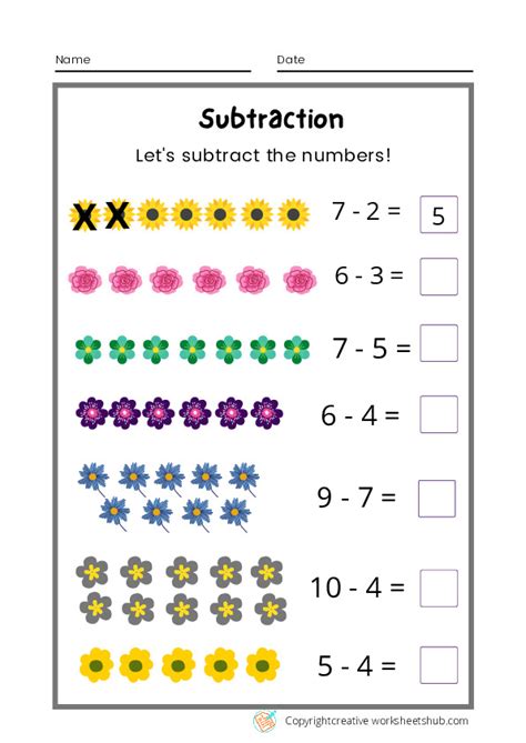 Grade 1 Subtraction Worksheets Creativeworksheetshub