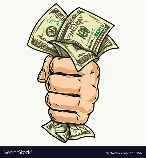 Male Hand Holding Dollar Bills Royalty Free Vector Image