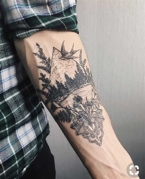 Beautiful Nature Scene Tattoo On The Left Forearm Tatuajes Molones Tatuajes Inspiradores