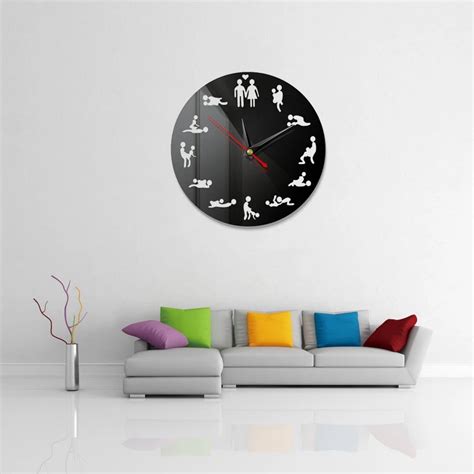 Hot 3d Wall Clock Sexy Love Position Diy Acrylic Mirror Clocks Wall Stickers Quartz Watch Wall