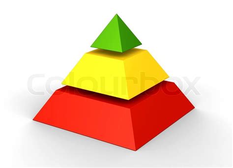 3d Rendered Colorful Layered Pyramid Chart With Three Levels In Red