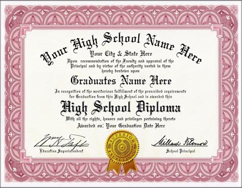 High School Diploma Custom With Your Information Premium Quality