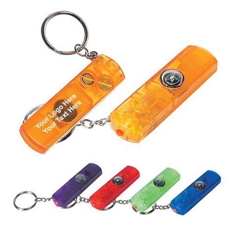 Personalized Whistle Flashlight And Compass Keychains Compass