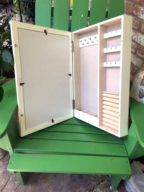 Jewelry mirror cabinet wall mounted photo storage cosmetic storage bedroom organizer jewelry receiving box save space lockable pvc wood grain coating cassiehaha. Jewelry Armoire Wall Cabinet Photo Picture Frame Box Wood ...