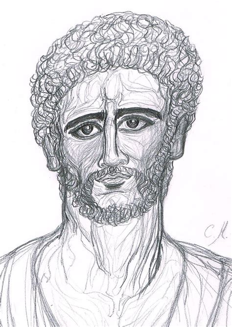 Ancient Portrait Of Roman Emperor In The Style Fayoumbyzance Drawing
