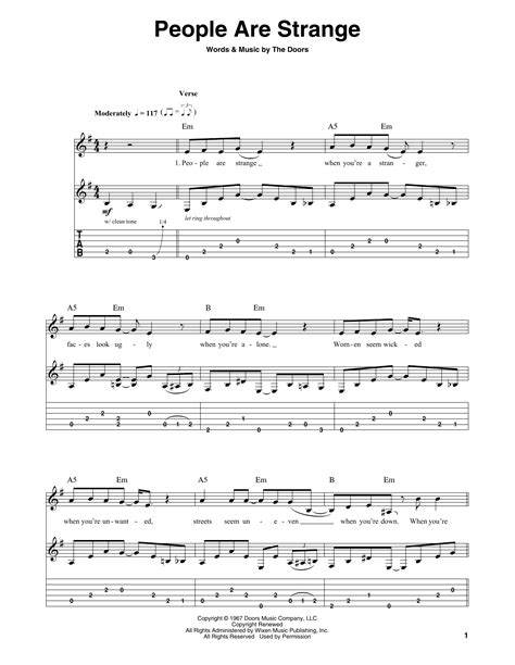 The Doors People Are Strange Sheet Music Notes Download Pdf Score