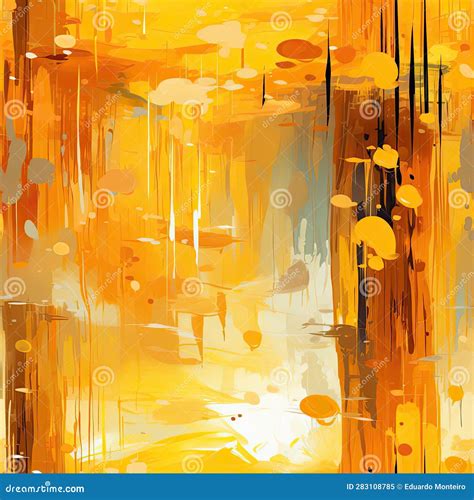 Abstract Orange And White Painting With Drips And Splatters Tiled