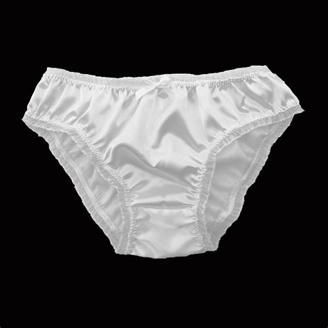 WHITE SATIN FRILLY Sissy Panties Bikini Knicker Underwear Briefs Size PicClick UK