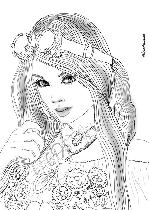 Printable Coloring Pages Beautiful Girl Warrior In Etsy