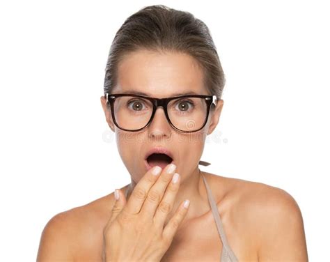 Portrait Of Surprised Young Woman In Eyeglasses Stock Image Image Of Skin Woman 37627285
