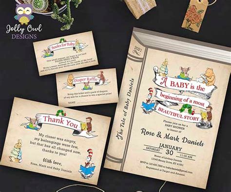 Storybook Baby Shower Invitation With Book Requestdiaper Raffle And
