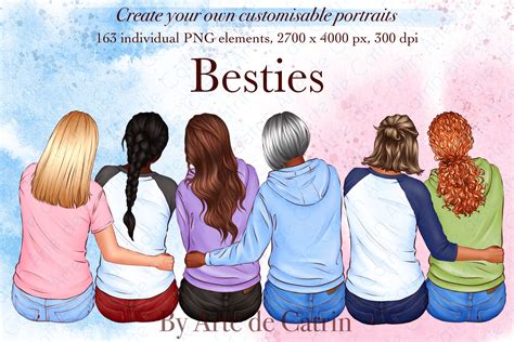 Besties Clipart Best Friends Clipart Creative Market