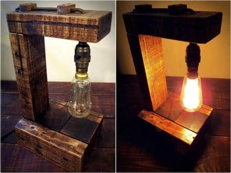 Pallet Table Lamp With Edison Bulb Easy Pallet Ideas