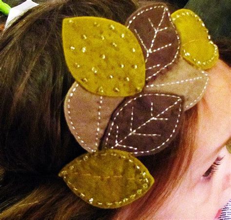 Toddler Girls Headband Felt Leaves With Beaded Detail Toddler Girl