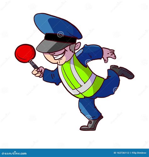 Colorful Cartoon Traffic Police Officer Stock Vector Illustration Of