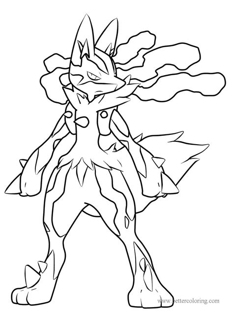 Lucario From Mega Pokemon Coloring Pages Free Printable Coloring Pages