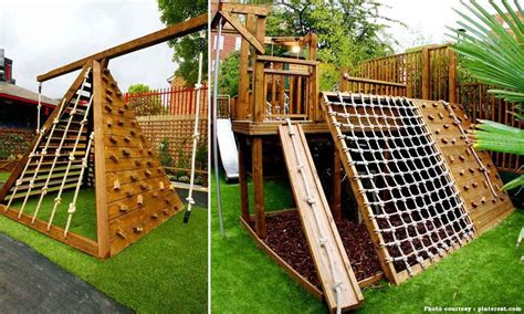 With some easy to find materials this three in one swing is a fun project and suits kids of many on the enclosed half of the structure, one wall will be a climbing wall and the other will be covered translucent roofing. Back Yard Climbing Structures | 8 ideas to create a smart ...