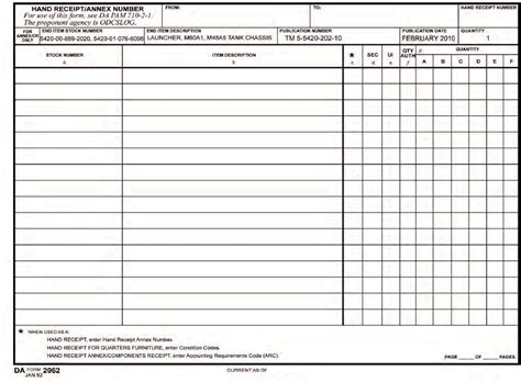 Fillable Hand Receipt Form Printable Forms Free Online