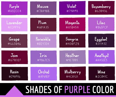 Shades Of Purple Purple Colour Shades Purple Color Names Purple