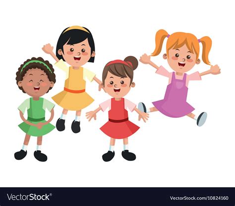 Group Of Happy Girls Cartoon Kids Royalty Free Vector Image