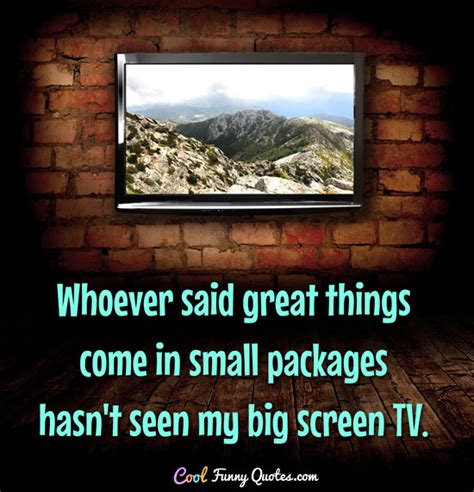 Good things come in small packages, you know. Whoever said great things come in small packages hasn't seen my big screen TV.