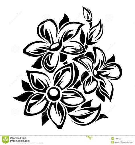 Black white black flower white flower flower black white decoration decorative ornament decor element ornate symbol classic vintage classical sketch retro ornamental outline background we are creating many vector designs in our studio (bsgstudio). Flowers Black And White Ornament. Vector Illustration ...