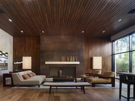 Mid Century Wood Paneled Wall Modern Living Room Interior Modern