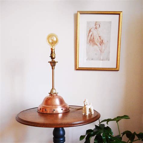 Antique Brass And Copper Dolly Plunger Table Lamp Etsy Elegant