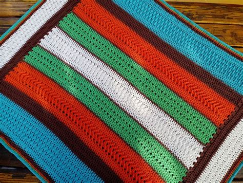 Striped Crochet Afghan Pattern Moody Stripes Easy To Follow Etsy
