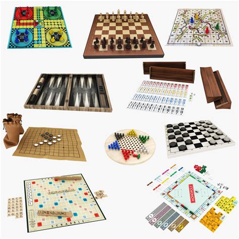 10 In 1 Board Game Collection 3d Model 154 3ds Fbx Max Obj Free3d