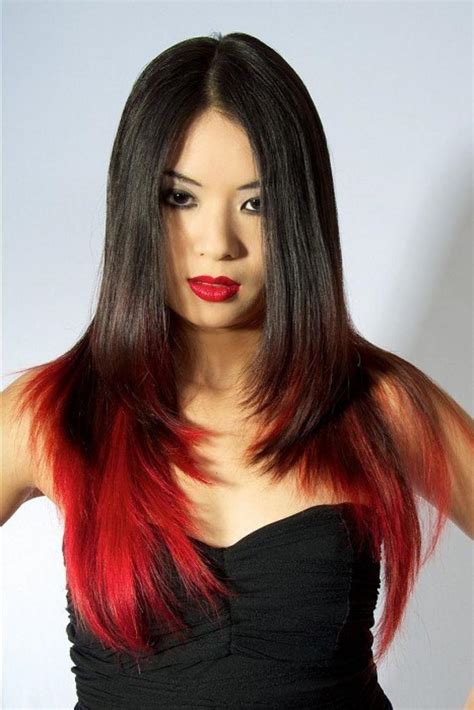 Черные волосы с красными прядями описание с фото палитра цветов