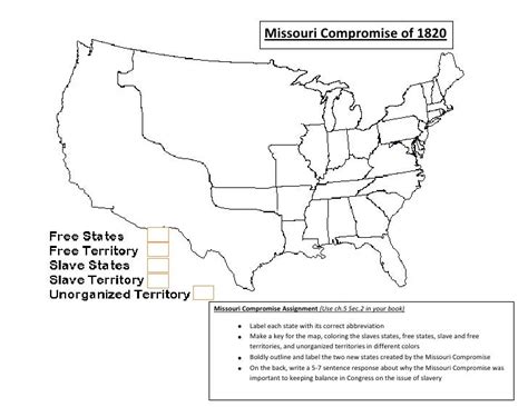 34 Missouri Compromise Map Activity Maps Database Source