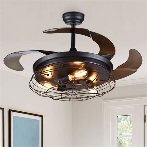 36 Industrial Retractable Ceiling Fan With Remote Control And Light