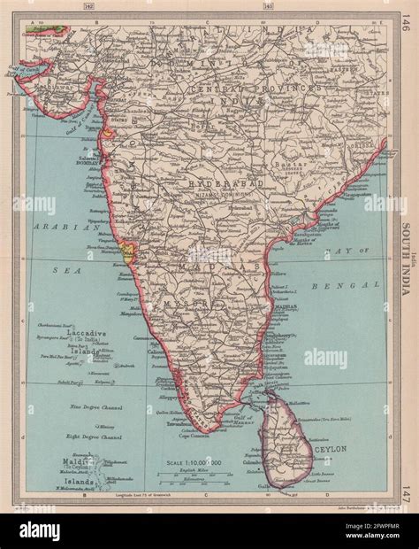 South India Portuguese Goa And Daman Bartholomew 1949 Old Vintage Map