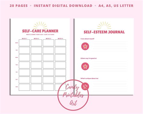 Self Love Journal Planner Wellness Journal Self Care Inserts Etsy