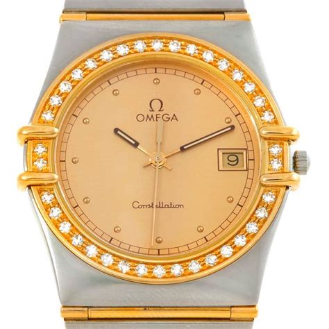 Omega Constellation Steel 18k Yellow Gold Diamond Mens Watch