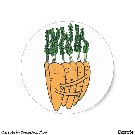 Carrots Classic Round Sticker Round Stickers Spice