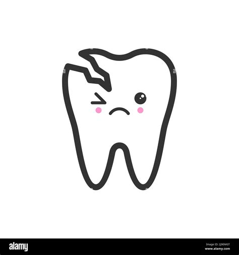 broken tooth with emotional face cute vector icon illustration stock vector image and art alamy