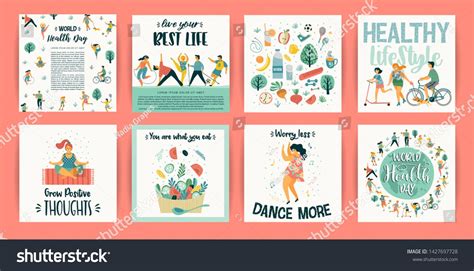 Vector Templates With People Leading An Active Healthy Lifestyle