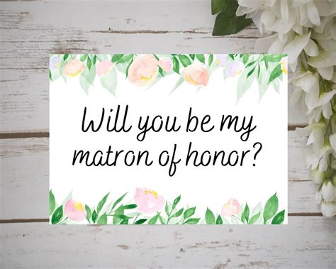 Will You Be My Matron Of Honor Proposal Card Digital Etsy
