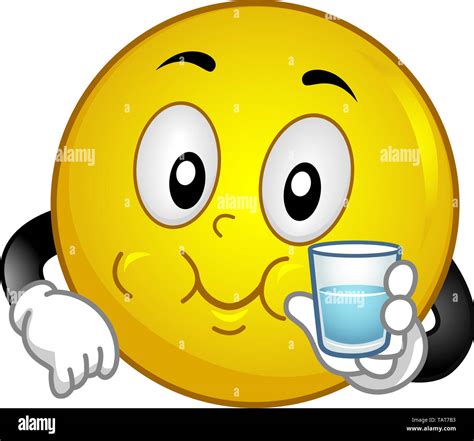 Illustration Of A Smiley Mascot Gargling And Holding A Glass Of Water